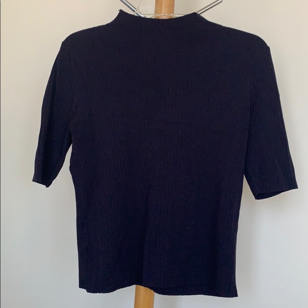 ann taylor mock neck ribbed blouse